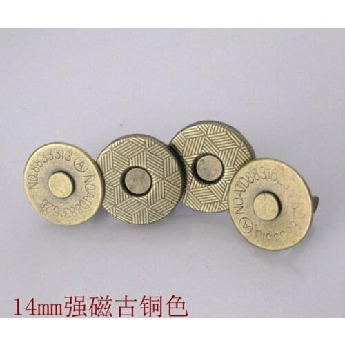 50Sets/lot Gun Black and Bronze Thin Powerful Magnetic Snaps Bag Purse Clasp Button, Metal Button Fastener Sewing Craft 14*3mm
