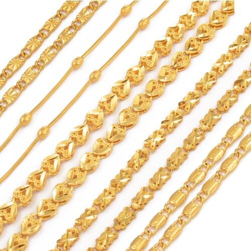 Anniyo Gold Color Chain Necklaces for Women Girls Dubai Africa Party Jewelry Arab Ethiopian Bead Chain Jewellery Gifts #066304