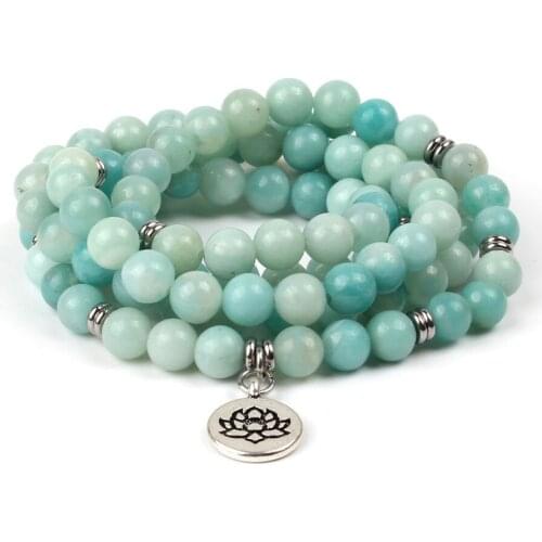 Rushed 108 Pink Natural Stone Frosted Mala Bracelet Elasticity OM Lotus Buddha Charm Bangle For Yoga Women