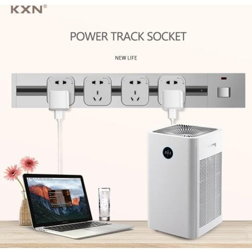 KXN Electrical Track Socket P1 Series Aluminum Alloy UK EU US Multi Function Surface Wall Mounted Kitchen Sockets with Switch