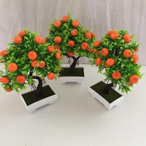 Artificial Plants Bonsai Orange Tree Decorative Non-fading Plastic Simulation Plant for Daily Life Fake Plant Craft Supplies