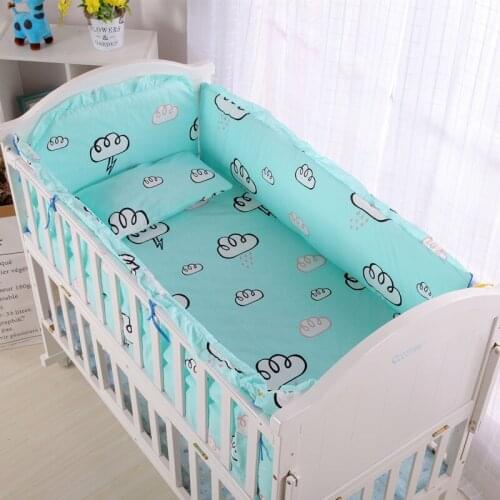 6pcs Blue Cloud Bedroom Decor Bedding Accessories kit de berço Baby Cot Bedding Set ,4bumper+sheet+pillowcase
