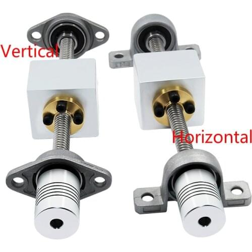 3D Printer T8 lead10 12 14 Lead Screw 100 300 400 450 500 550 600 KP/KFL08 nut housing Lead Screw 700mm 3D PRINTER SCREW SET