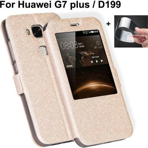 Open Window Leather Filp Cases For Huawei G7 plus Case bumper For Huawei G7plus RIO L01 L02 AL00 TL00 Maimang 4 D199 phone cover