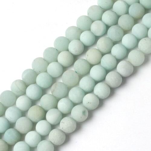 Round frost amazonite GEM beads natural stone beads DIY spacer loose beads for jewelry making strand 15" wholesale
