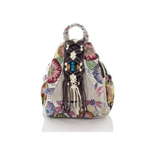 Fashion national string appliques small shopping backrack!Nice bohemian embossing women cover backpacks Hot-sale casual backruck