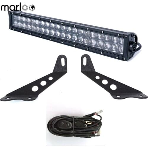 Marloo Hood Mounting Bracket With 20" 22" 5D 120W LED Work Light bar Spot Flood Combo For 2007-2017 Jeep JK Wrangler JK