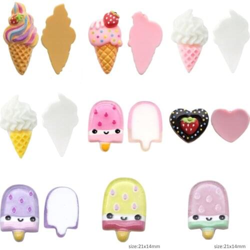 Cartoon Cupcake Ice Cream Simulated Food 3D Planar Resin DIY Sew For Car Phone Case Decoration Bows Jewelry Accessory 10Yc19332