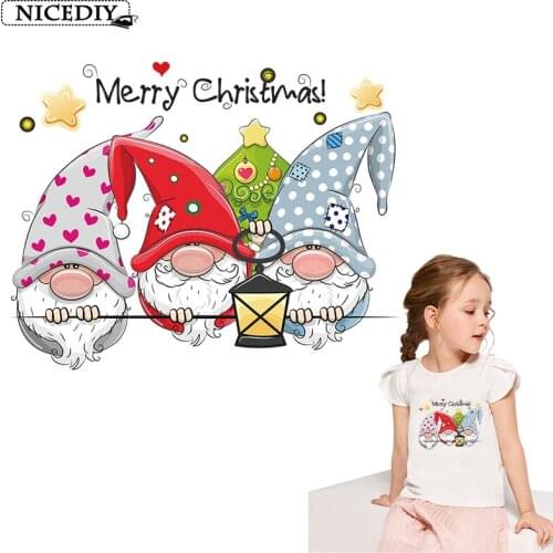 Cartoon sant Vinyl Patch Iron On Patches For Clothing Deal With It Clothes Heat Transfer Printing T-shirt Kids Stickers Decor