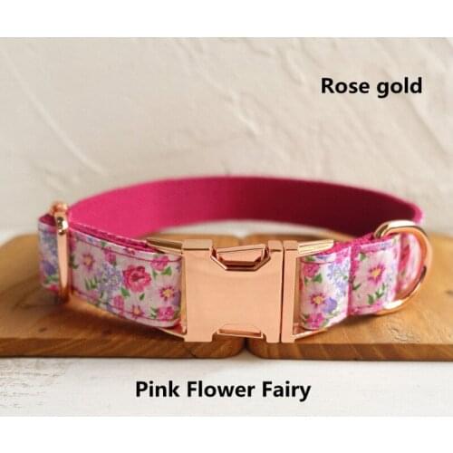 MUTTCO Fashion Dog Collar Bowknot Leash Set Rose Gold Buckle UDC-048M Large Size, Good Quality, Simple and Generous