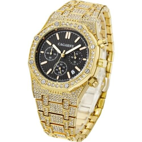 Brand Chronograph Men Watches golden Stainless Steel Waterproof Quartz Watch Men sport Male Clock business Watch Relojes Hombre