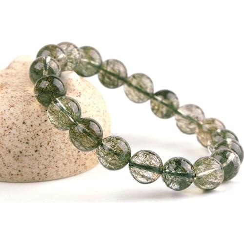 7A/6A Top Grade Natural Brazil Green Hair Rutilated Quartz Crystal Bracelet
