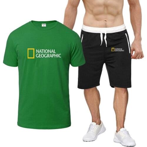 2021 New Mens National-Geographic Summer Survey Expedition Scholar Casual Sports T-Shirt Print Custom Breathable Shorts Suit