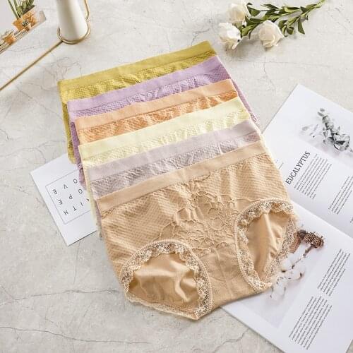 New 3D Jacquard Honeycomb Mid- Waist Underwear Women 's High Elastic Cotton Breathable Belly Extraction Hip Lifting Briefs