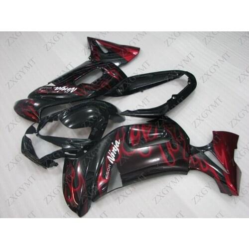 Bodywork for Kawasaki ER-6F 2006 - 2008 Red Flame Full Body Kits EX 650 08 07 Fairing ER6F 2006