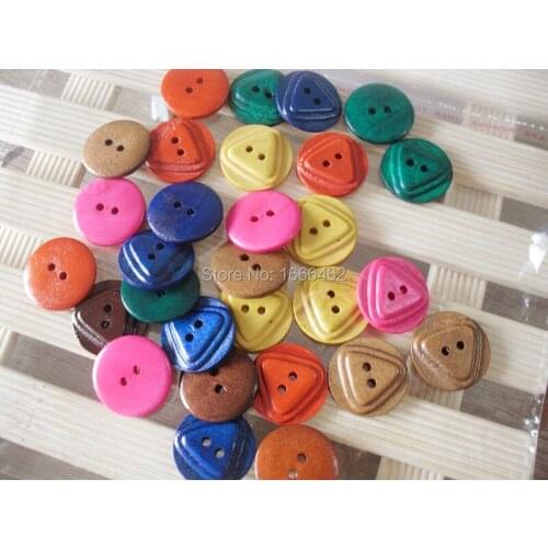 Wholesale 30Pcs Wood Paint Sewing Buttons Scrapbooking Round 2 Holes 20mm scrapbooking accessories buttons