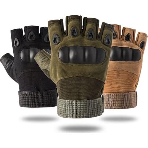 Special Forces Gloved Male Z903B Tactical Hard Shell Fitness Motorcycle Ride March Fan Combat Half Finger Driving Gloves