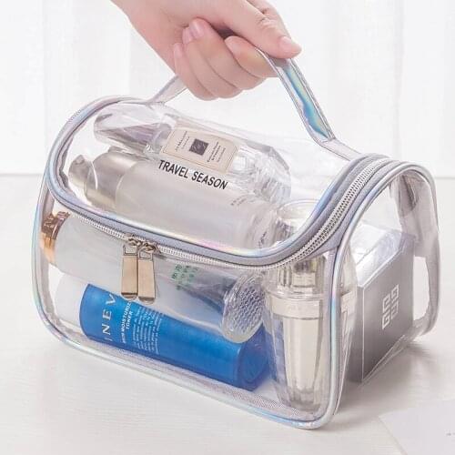 Transparent Travel Waterproof Cosmetic Bag PVC Zipper Transparent Toiletries Storage Bag Handbag Cosmetic Bag