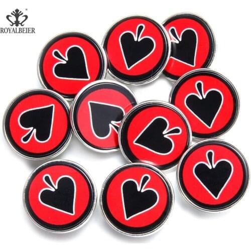 ROYALBEIER 10pcs/lot Cute Smiley Cartoon Pattern Charm 20mm Round Snap Press Buttons Fit Snap Earrings Bracelet Jewelry