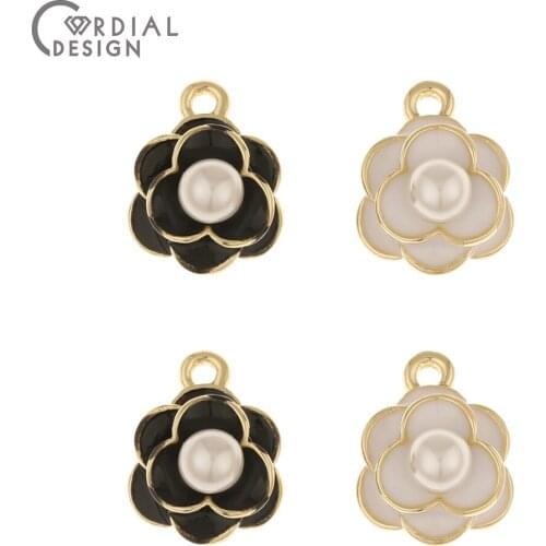 Cordial Design 50Pcs 12*15MM Jewelry Accessorie/Imitation Pearl/Pendants/Flower Shape/Jewelry Findings & Components/Paint Effect