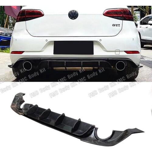 For Golf 7.5 Carbon Fiber Rear Lip Diffuser for VW Golf 7 7.5 MK7.5 Standard And GTI 2017-2019 Car Bumper Guard Spoiler FRP