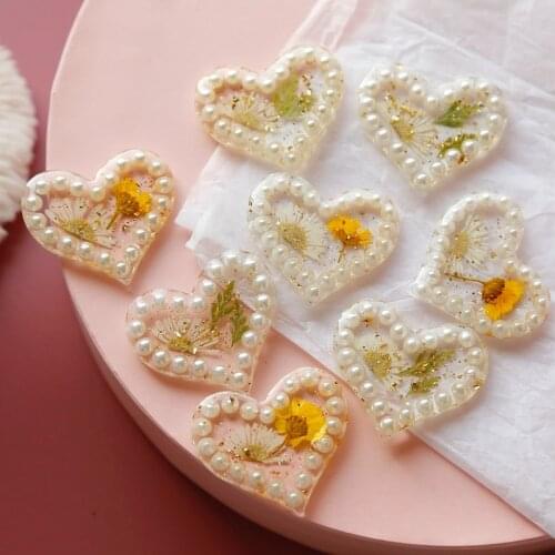 Pearl frame girl love peach heart hair rope hairpin DIY handmade earring accessories