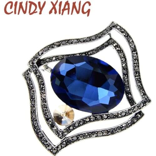 CINDY XIANG Large Crystal Geometric Brooches For Women Vintage Elegant Pin Rhinestone Elegant Jewelry 5 Colors Available