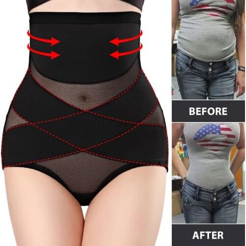 Sexy Cross Lace Body Shaper High Waist Panties Women Underwear Girdle Belly Tummy Control Trainer Shaperwear Plus Size Lingerie