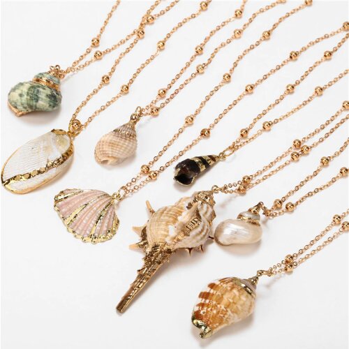 IF ME Vintage Bohemian Ocean Gold Beads Cowrie Shell Conch Pendant Necklace Women Long Choker Necklaces Fashion Jewelry 2019 NEW