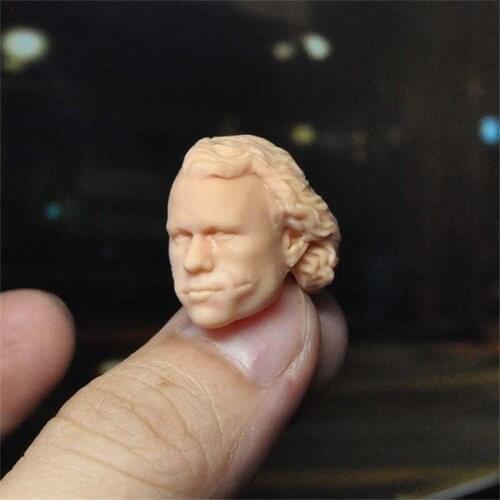 1/12 Scale Heath Ledger Joker Unpainted Head 2.0 Models for 6'' Action Figures Model Toy