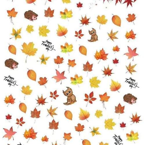 1pcs Leaves Designs Water Stickers For Nail ,Maple Leaf Cartoon Transfer Nail Art Sliders,Autumn Decals Manicure Decoration &HT