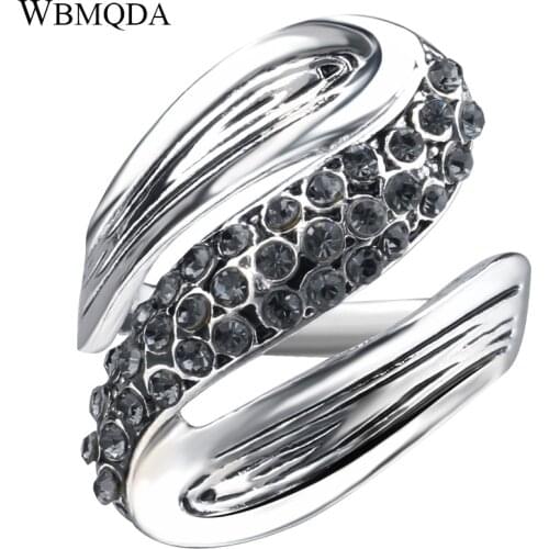 2020 Black Crystal Wave Rings For Women Fashion Punk Rock Snake Ring Vintage Jewelry BFF Gift