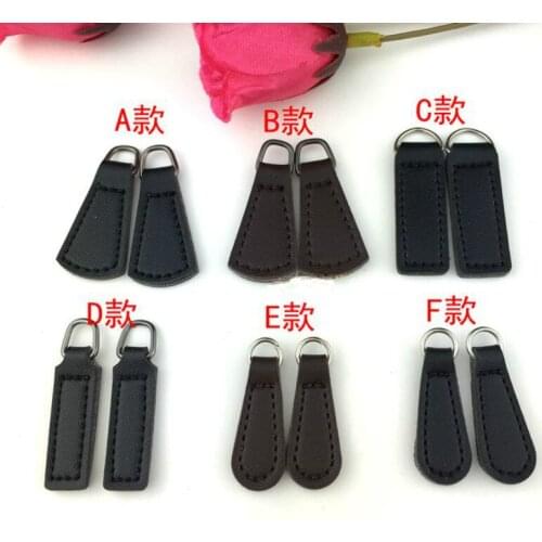 50 PAIRS/LOT Handmade PU Leather Zipper Head Pull Puller for Wallet Handbag Bag Luggage Backpack Pendant BOX SEWING ACCESSORIES