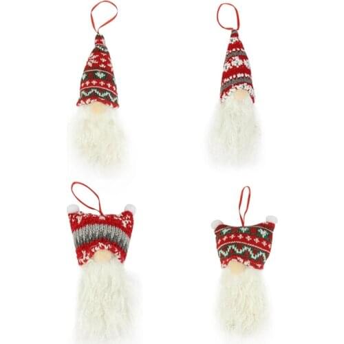 68UE 4pcs Christmas Tree Hanging Gnomes Ornaments Swedish Handmade Plush Gnome Santa Elf Home Decorations