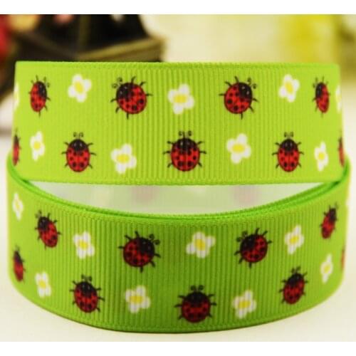 22mm 25mm 38mm 75mm ladybug Cartoon printed Grosgrain Ribbon party decoration 10 Yards X-02953