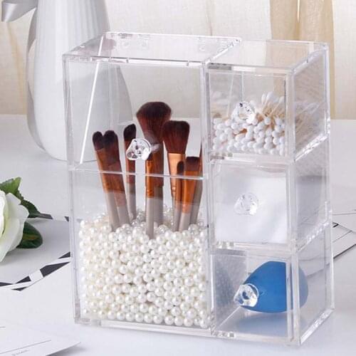 Acrylic Pearl Makeup Brush Storage Box Transparent Makeup Storage Box Makeup Brush Storage Bucket