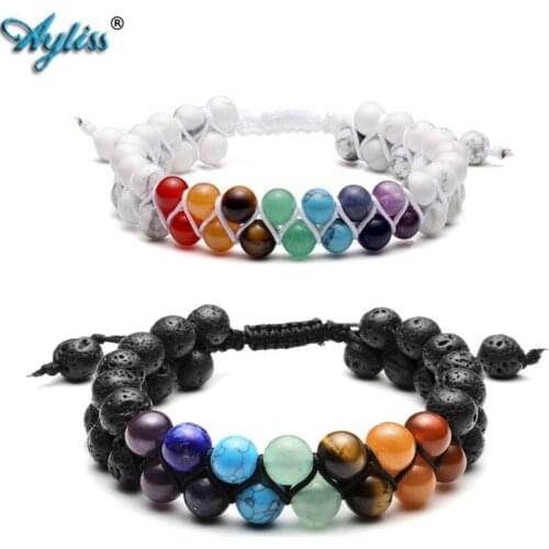 Ayliss Handmade Braided 7 Chakra Stones Bracelet Natural Chakra Gem Stone Beads Healing Reiki Point Yoga Energy Bracelet Jewlery