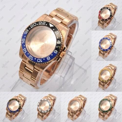 NEITON 40mm Black PVD Case Sapphire Glass Black Fit ETA2836 NH35/36 Mingzhu DG2813/5833 Miyota 8215/8205 Back Transparent Glass