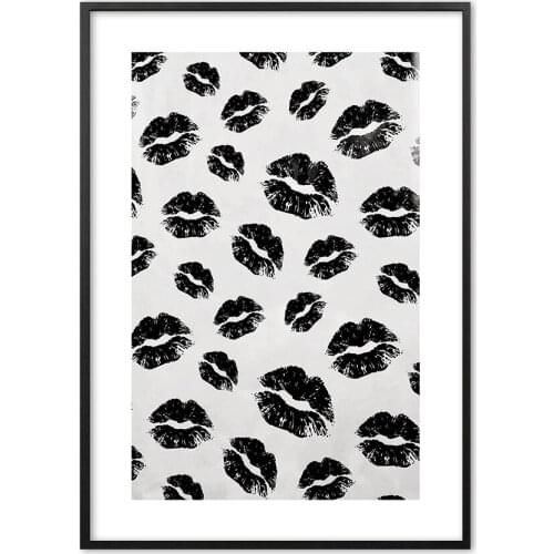 Black White Modern Woman Lip Print Nordic Wall Art Paper Painting Landscape Wall Pictures For Living Room Decor