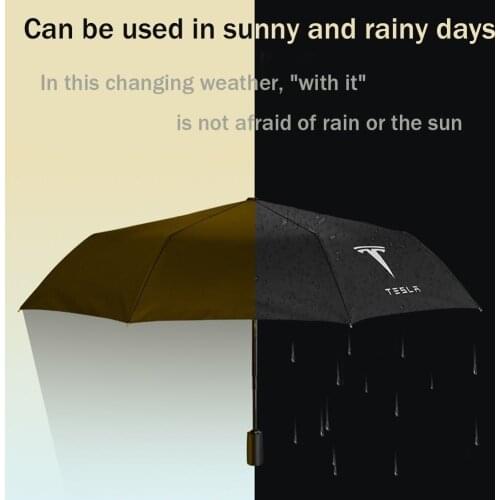 For Tesla Model X/S/Y Accessories Car Styling Three-fold Double Layer Umbrella Windproof Sun Automatic Umbrella