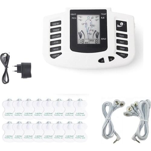 Electric Massage Slimming Full Body Relax Electronic Pulse Massager Muscle Stimulator Tens Unit + 16 Electrodes Sticker Pads
