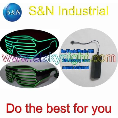 Grass green El Wire Shutter Party Glasses - On/flash/music/off Function 4 holiday,party ,festival,show +free shipping
