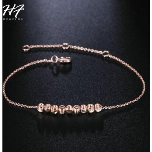 HERFANS Top Qualtiy Rose Gold Color Smiple Metal Charms Chain Jewelry for Women HotSale H215