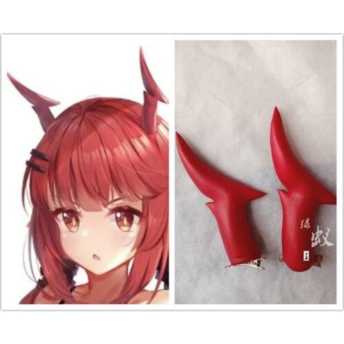 Game Arknights Vigna Cosplay Horns Red Horns Head Clip Headwear Hairwear Cosplay Props Accessories Hair Clip Halloween