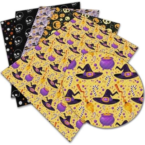 Different Size Halloween Skull Pu Faux Leather Fabric for DIY Craft Accessories