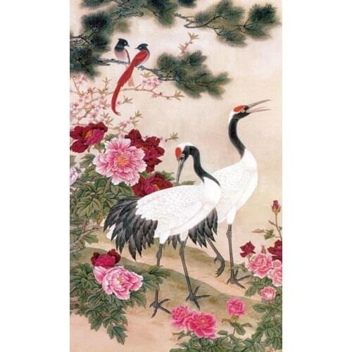 JMINE Div 5D crane peony flower Full Diamond Painting cross stitch kits art High Quality Animal 3D paint by diamonds