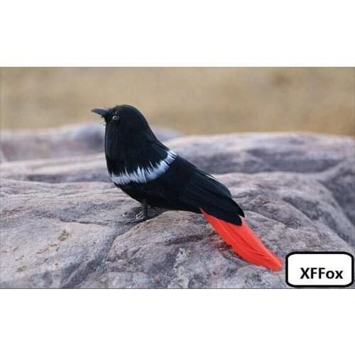 Small cute simulation black bird model foam&furs real life red tail bird doll gift about 13cm xf2509