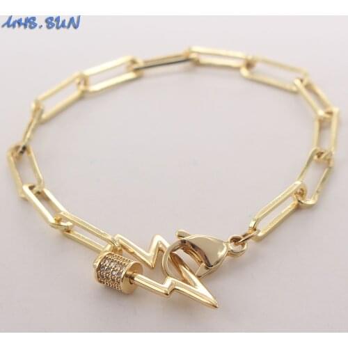 MHS.SUN Newest Chunky Chain Bracelest For Women/Girls Mosaic Zircon Lightning Pendants Fashion Female Bracelet Jewelry 1Pcs