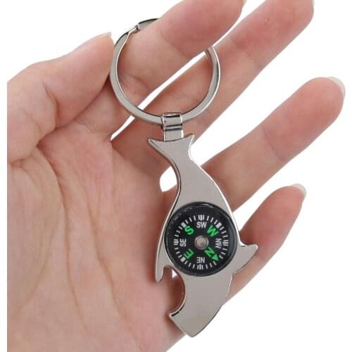 Multi-function Navigation Compasses Bottle Opener Keyring Dolphin Shape Keychain Mini Compasses Wild Survival Portable Tools