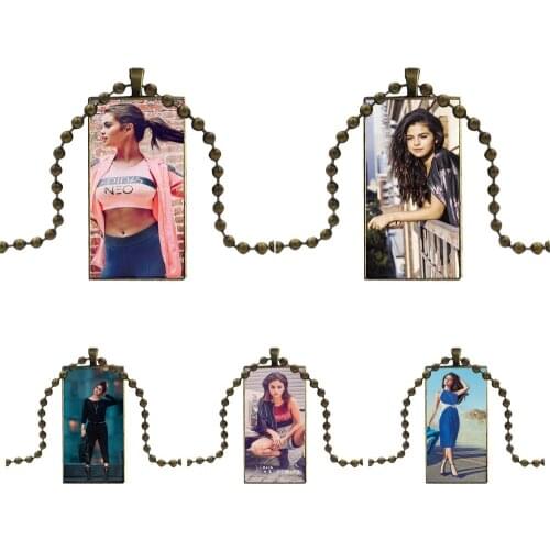 Fashion Selena Gomez For Girls Gift Brand Bronze Color Jewelry Fashion Statement Necklace Glass Necklaces Pendants